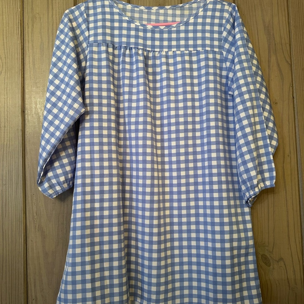 Blue and White Gingham Dress